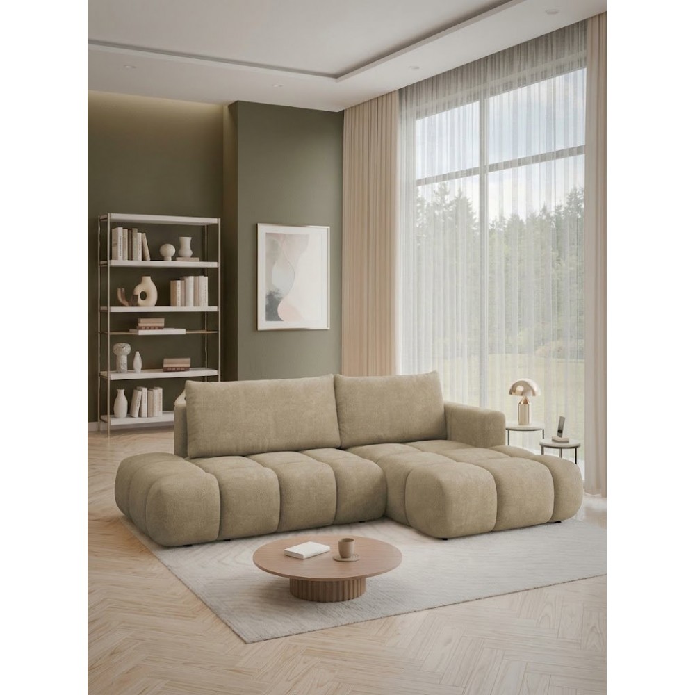 Γωνιακός Καναπές Soffi-Μπεζ-Δεξιά 283x166x87