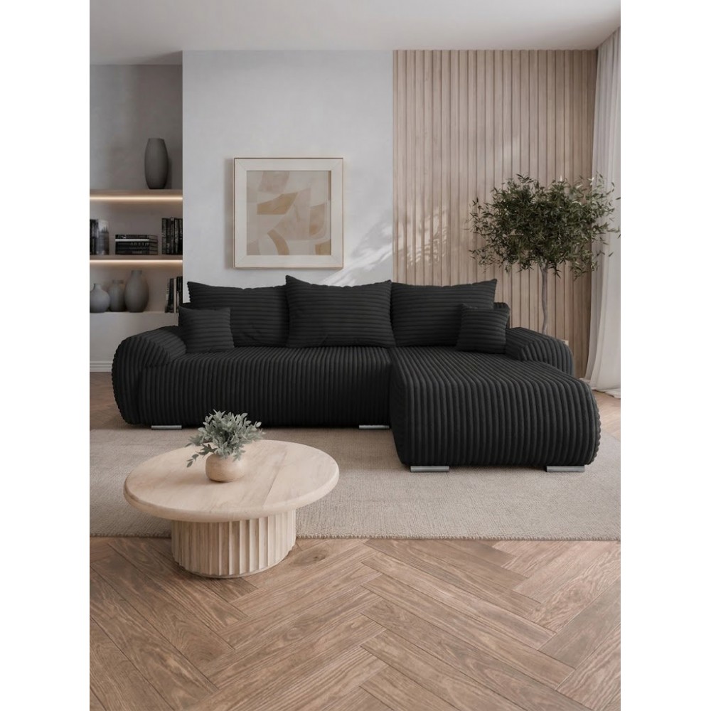 Γωνιακός Καναπές Ubo L-Μαύρο-Δεξιά 282x187x81