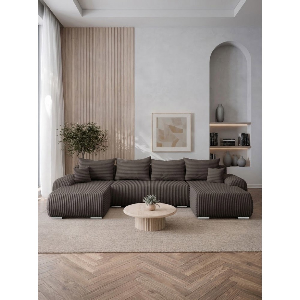 Γωνιακός Καναπές Ubo U-Καφέ 366x187x81