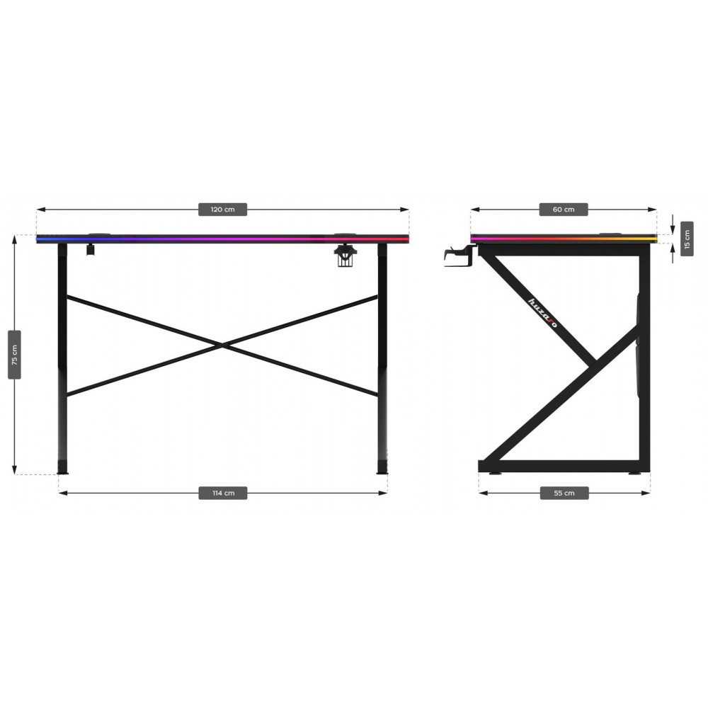 Γραφείο Gaming Hero 1.7 RGB 120x60x75
