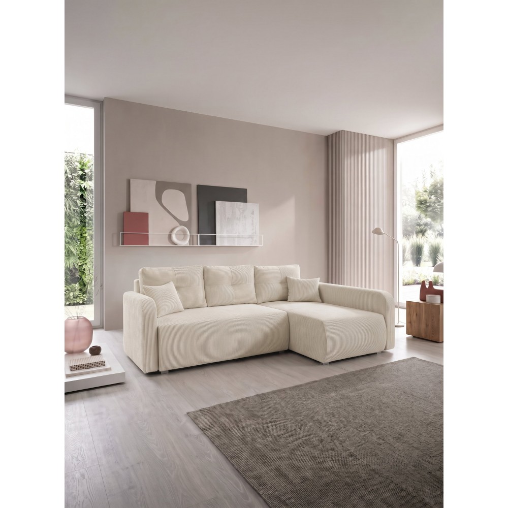 Γωνιακός Καναπές Viena-Κρεμ-Δεξιά 234x145x88