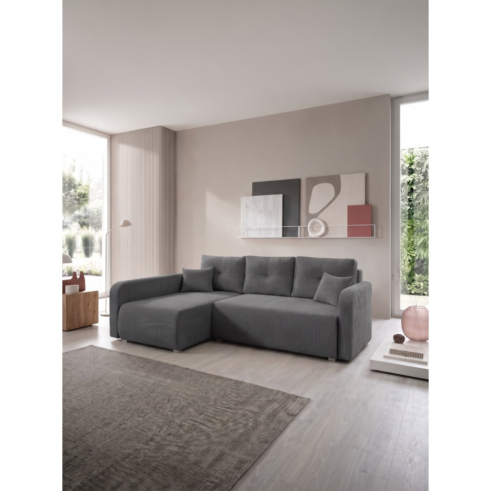 Γωνιακός Καναπές Viena-Ανθρακί-Αριστερή 234x145x88