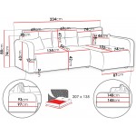 Γωνιακός Καναπές Viena-Ανθρακί-Αριστερή 234x145x88