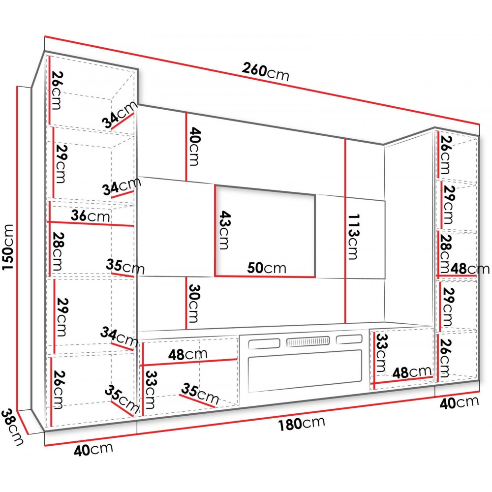 Σύνθετο Σαλονιού Deromi II-Μπεζ 260x38x150