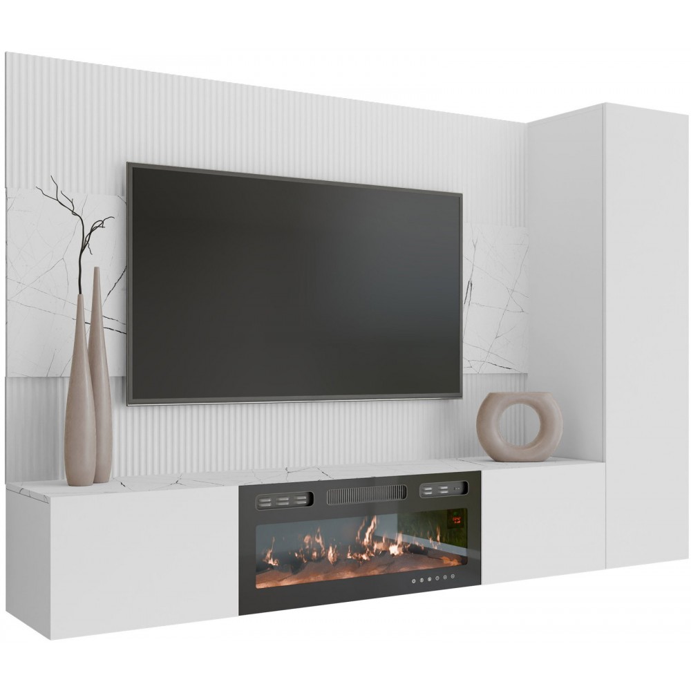 Σύνθετο Σαλονιού Deromi III-Λευκό 220x38x150