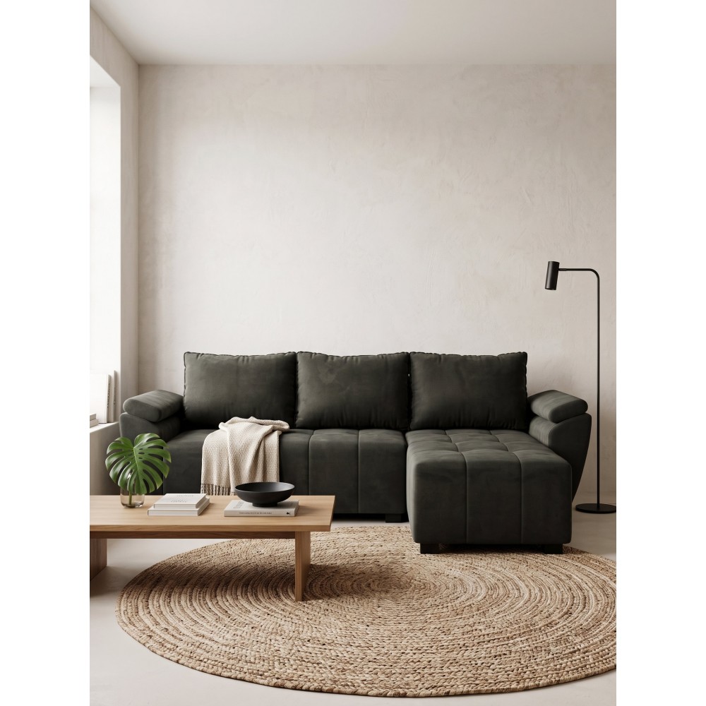 Γωνιακός Καναπές Runo-Ανθρακί 251x140x88