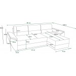 Γωνιακός Καναπές Runo-Ανθρακί 251x140x88