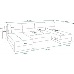 Γωνιακός Καναπές Runo U-Ανθρακί 305x140x88