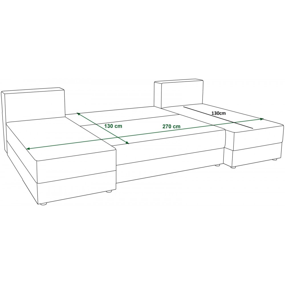 Γωνιακός Καναπές Runo U-Ανθρακί 305x140x88