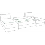 Γωνιακός Καναπές Runo U-Ανθρακί 305x140x88