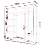 Ντουλάπα Rodos 225 Δίφυλλη-Μπεζ 225x65x244