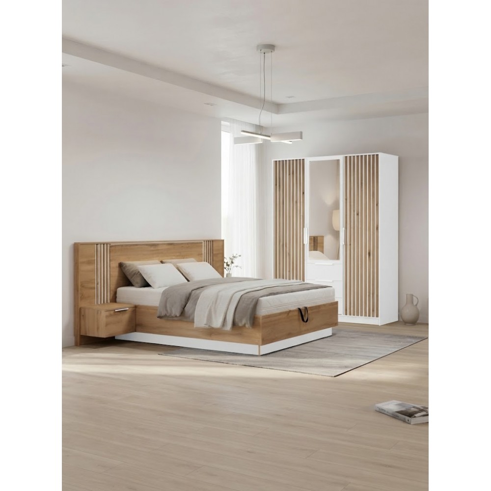 Κρεβάτι Bali Lux-Φυσικό – Λευκό 265x215x102