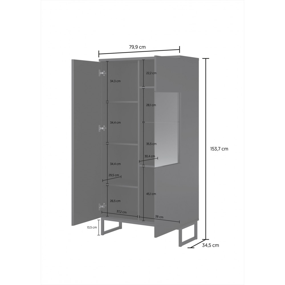 Βιτρίνα Matter-Μαύρο 79.9x34.5x153.7