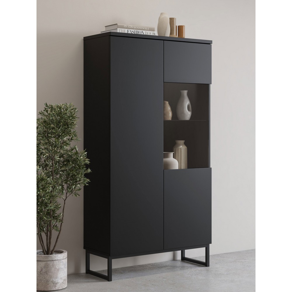 Βιτρίνα Matter-Μαύρο 79.9x34.5x153.7