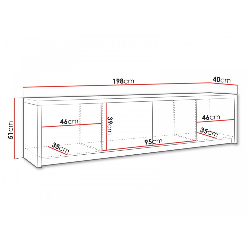 Έπιπλο Τηλεόρασης Solid 4D-Μπεζ 198x40x51