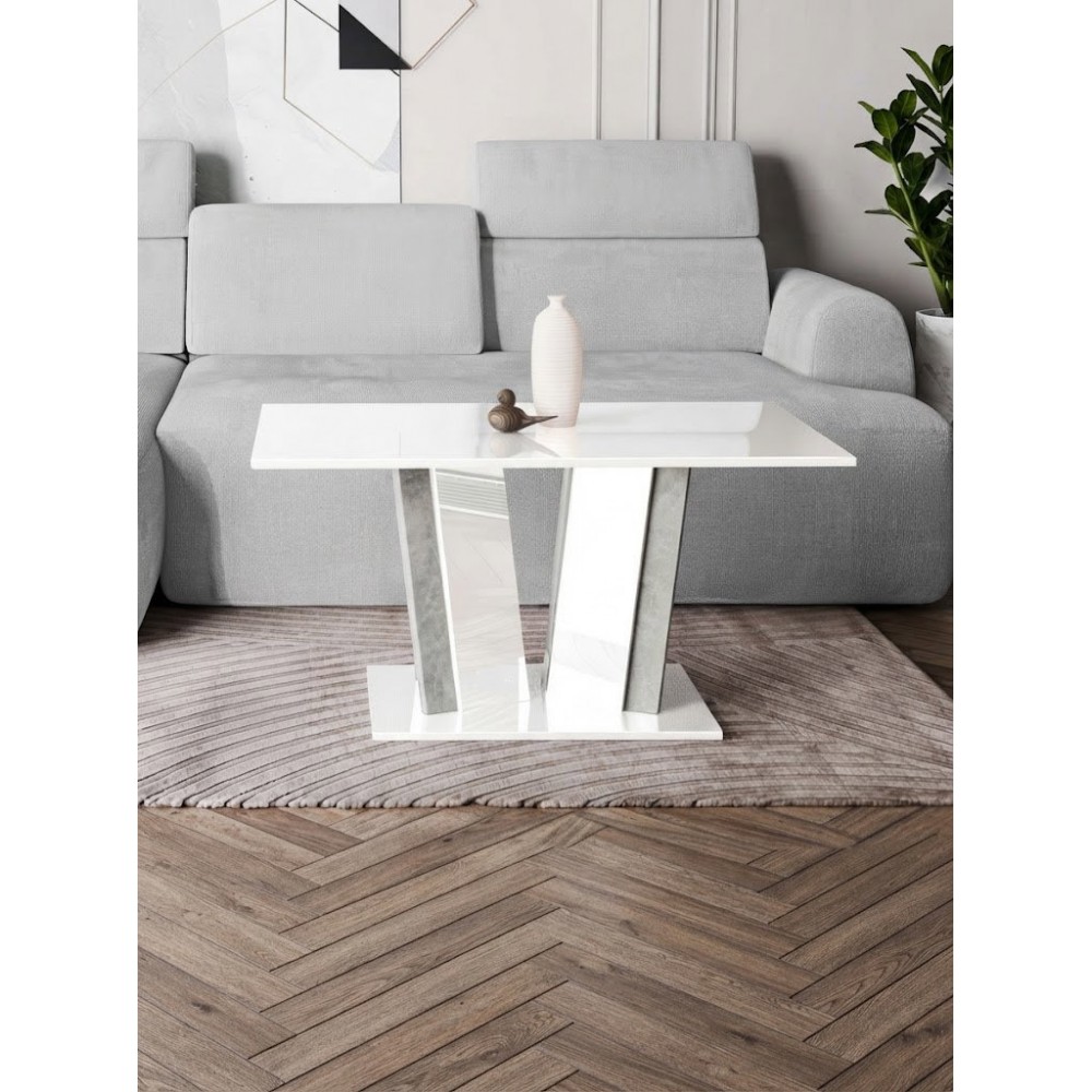 Τραπεζάκι Σαλονιού Doha II-Λευκό – Γκρι 100x60x55
