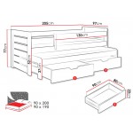 Παιδικό Κρεβάτι Tomasz II-Λευκό – Γκρι-90 x 200 205x97x77