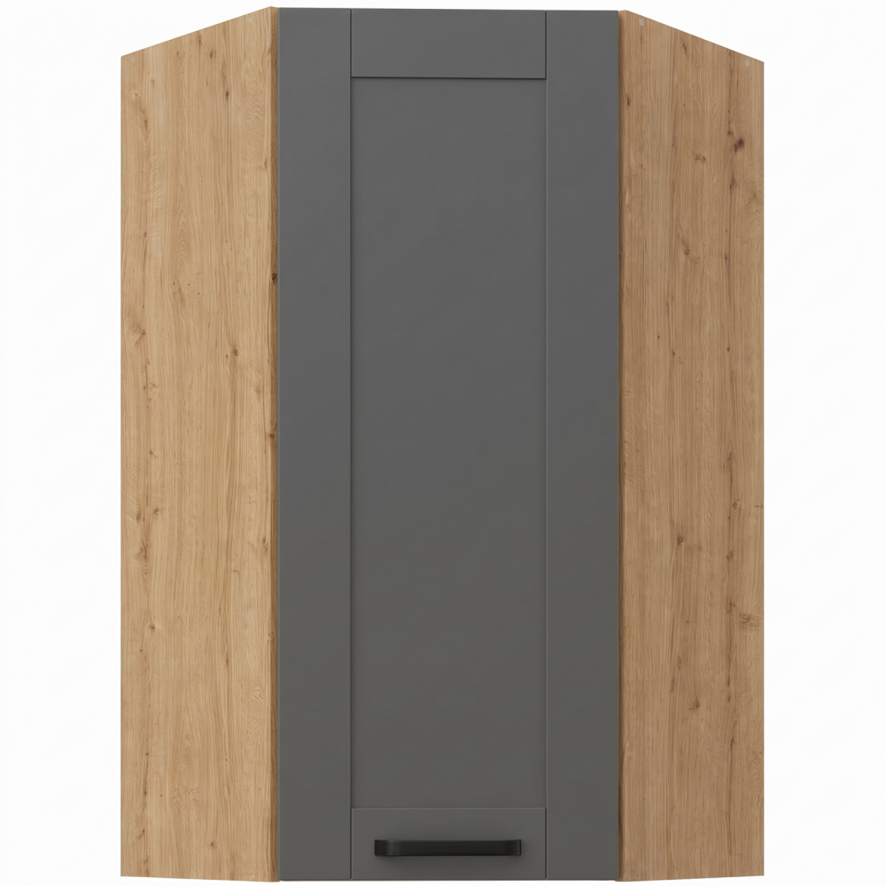 Κρεμαστό ντουλάπι γωνιακό Nelor 60x60 GN 108 1F-Γκρι σπέσιαλ - Φυσικό 60x60x107.5