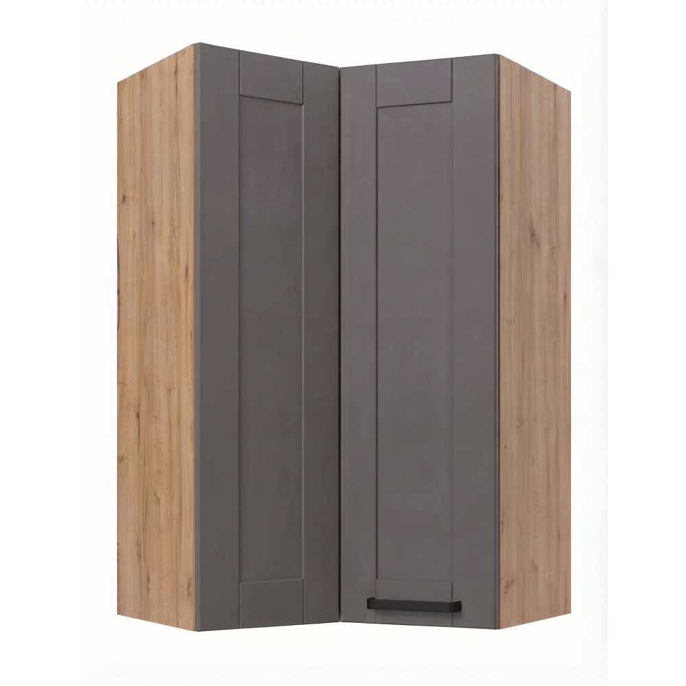 Κρεμαστό ντουλάπι γωνιακό Nelor 60x60 GN 108 2F-Γκρι σπέσιαλ - Φυσικό 60x60x107.5