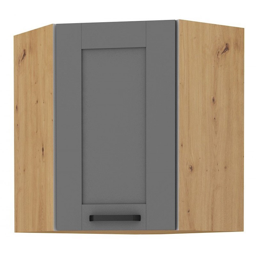 Κρεμαστό ντουλάπι γωνιακό Nelor 60x60 GN 72 1F-Γκρι σπέσιαλ - Φυσικό 60x60x71.5