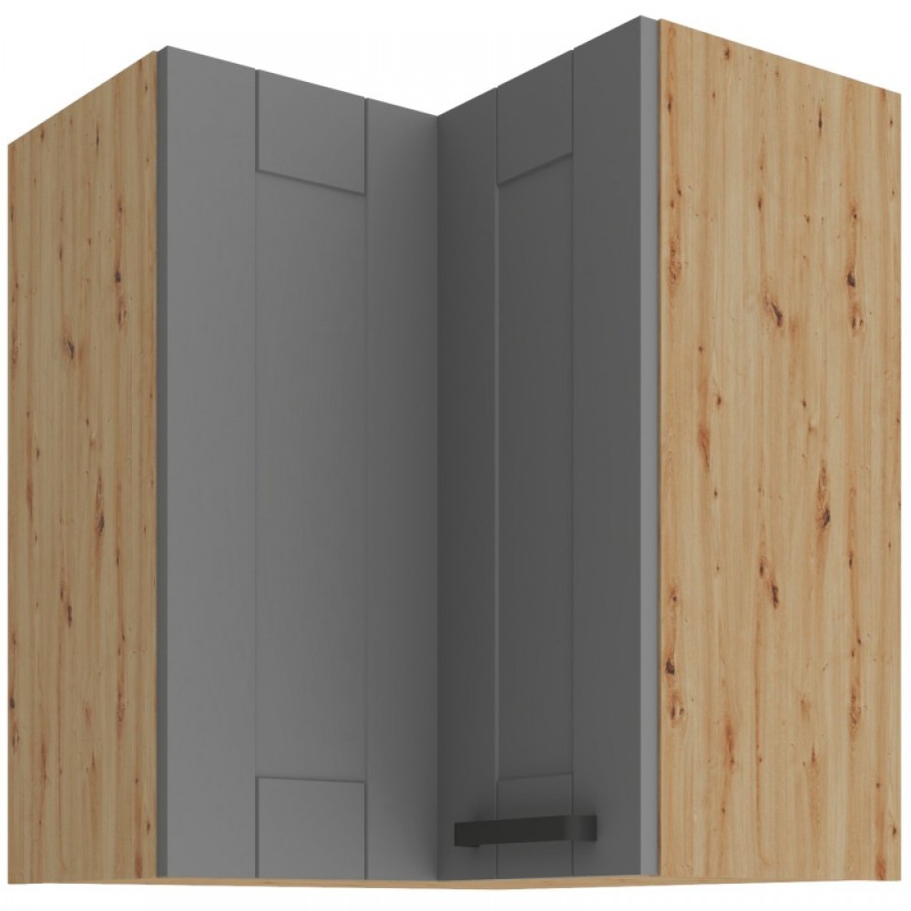 Κρεμαστό ντουλάπι γωνιακό Nelor 60x60 GN 72 2F-Γκρι σπέσιαλ - Φυσικό 60x60x71.5