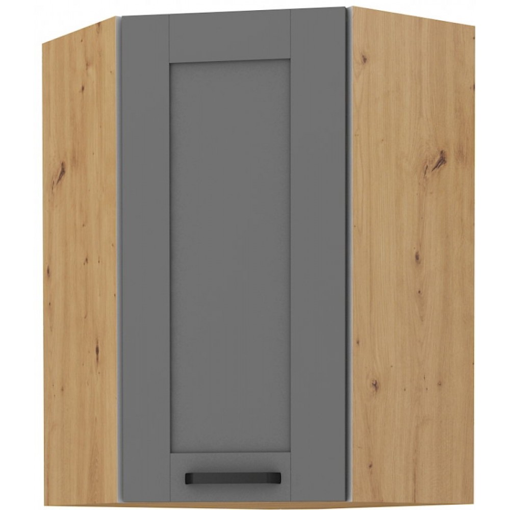 Κρεμαστό ντουλάπι γωνιακό Nelor 60x60 GN 90 1F-Γκρι σπέσιαλ - Φυσικό 60x60x90