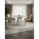 Τραπεζάκι Cone 100 Επεκτεινόμενο-Καφέ - Μπεζ 100x100x76