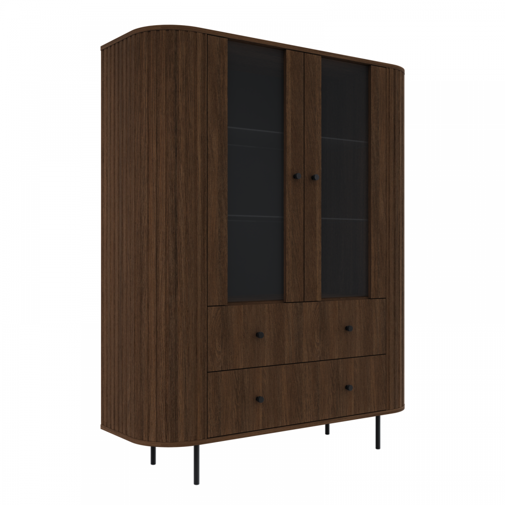Βιτρίνα Ovelia 2D-Καρυδί - Καφέ 123x42.3x155