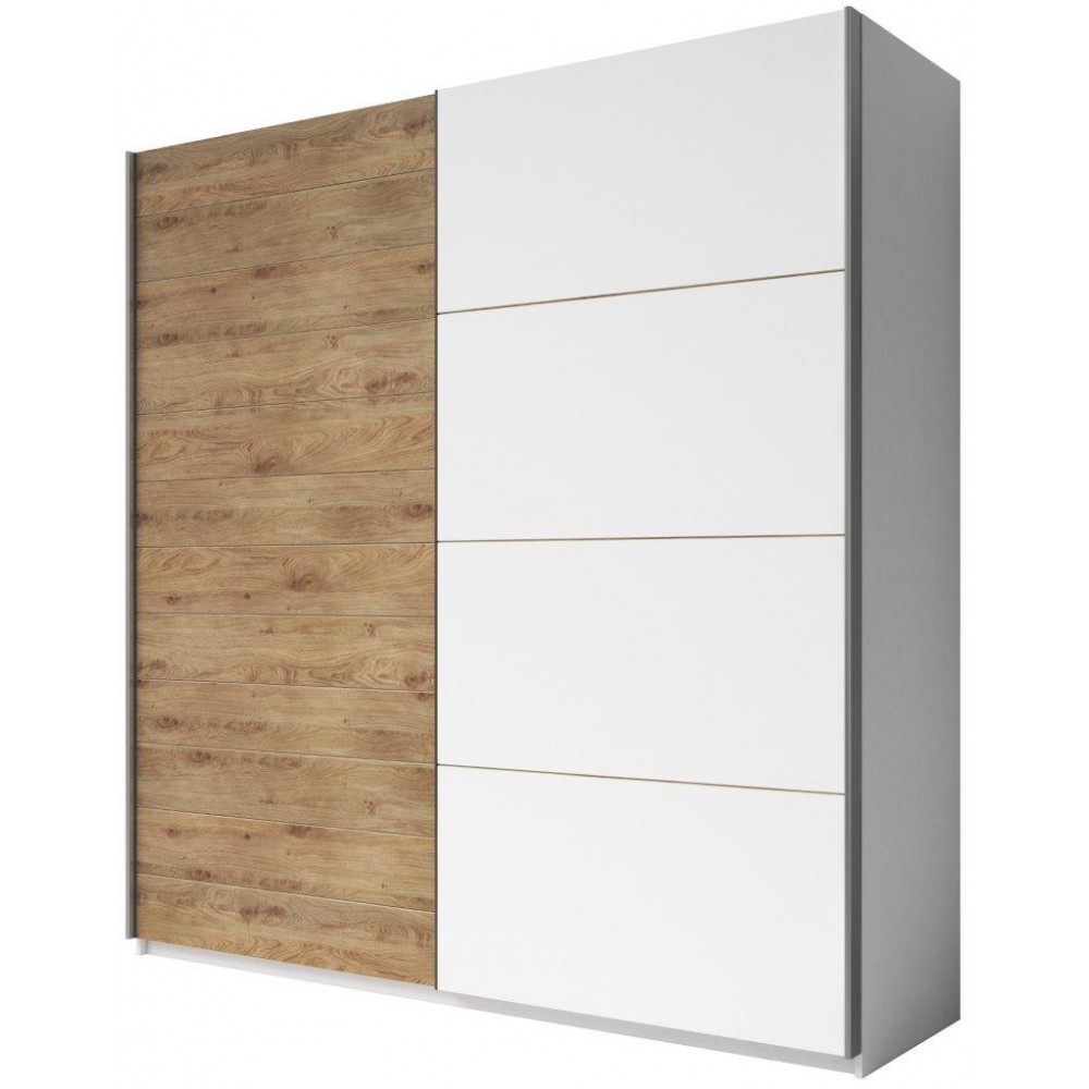 Ντουλάπα Συρόμενη Kappa-200 x 61 x 210 εκ.-Καρυδί - Μαύρο