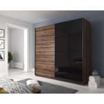 Ντουλάπα Συρόμενη Kappa-270 x 61 x 210 εκ.-Καρυδί - Μαύρο