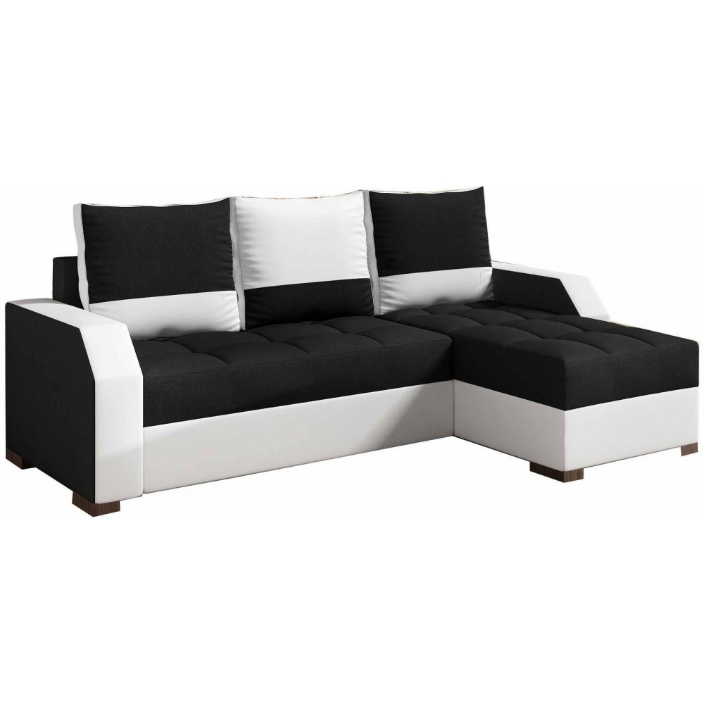 Γωνιακός καναπές Aphrodite-Μαύρο - Λευκό