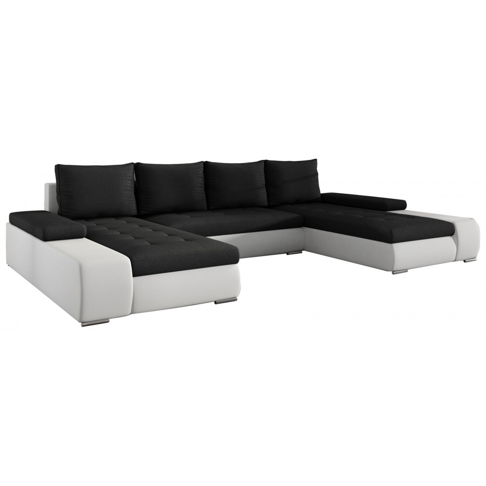 Γωνιακός καναπές Norma-Λευκό - Μαύρο