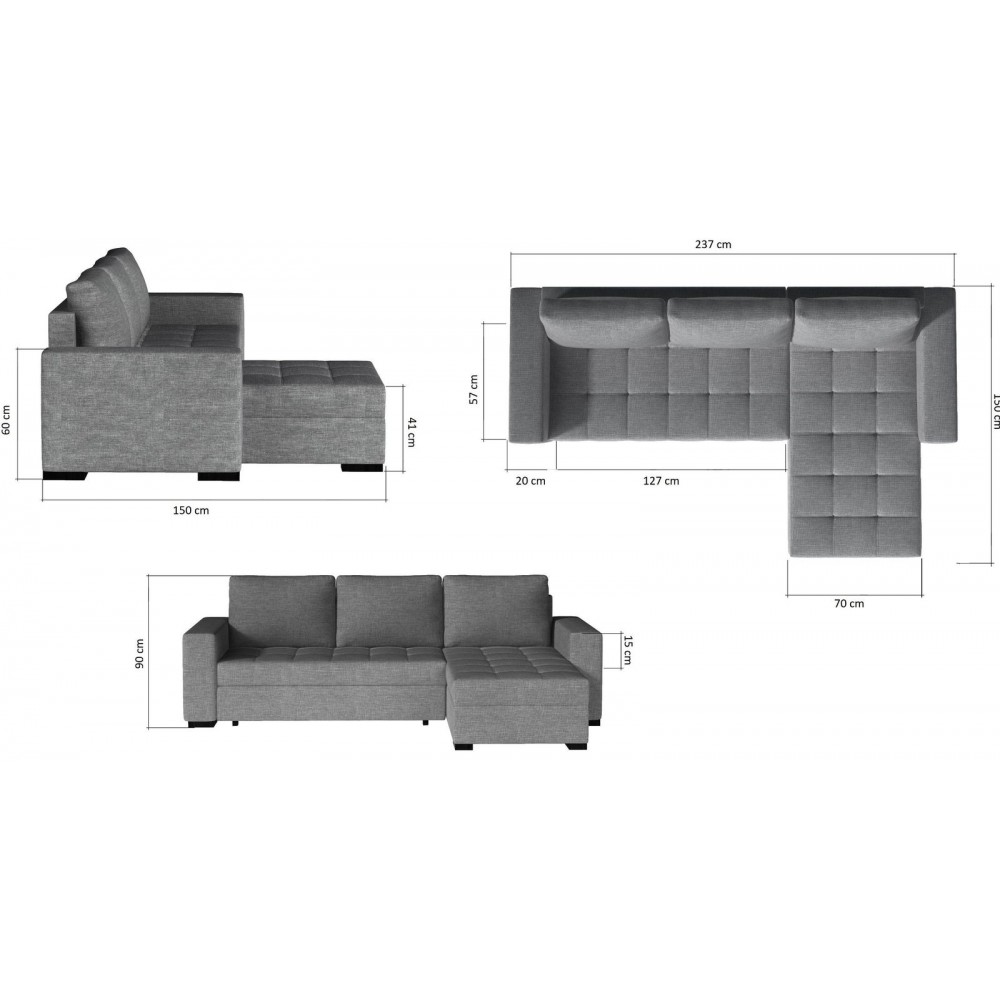 Γωνιακός καναπές Julie-Γκρι