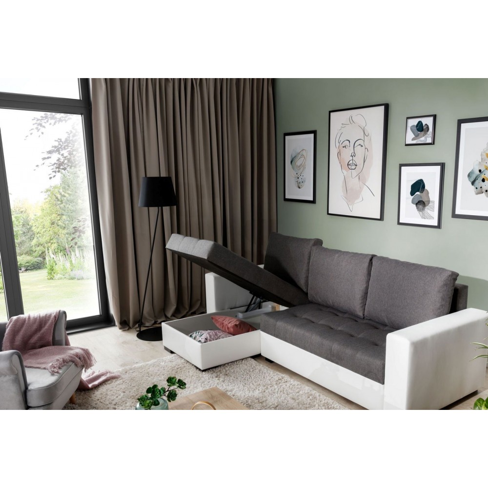 Γωνιακός καναπές Julie-Λευκό - γκρι