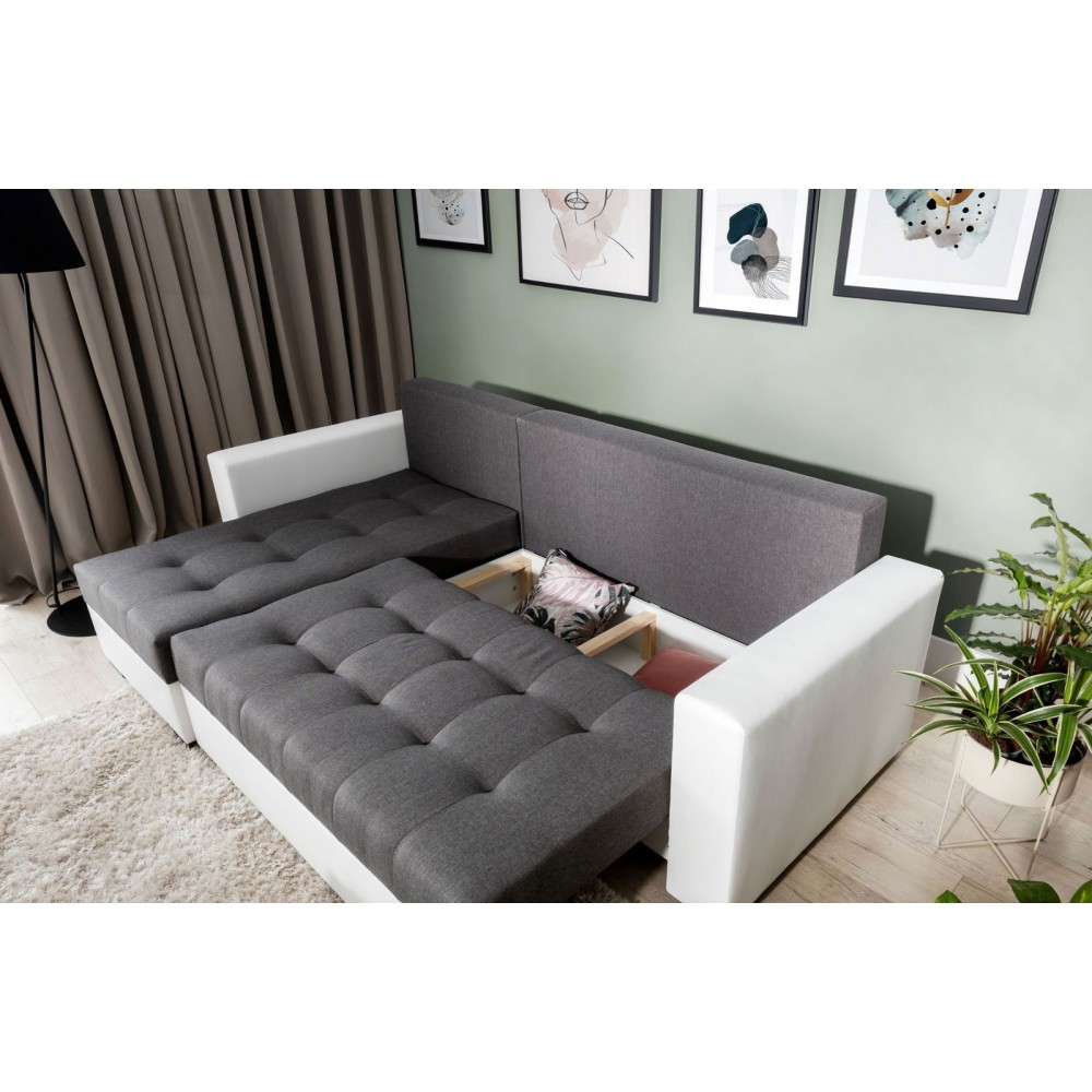 Γωνιακός καναπές Julie-Λευκό - γκρι