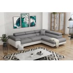 Γωνιακός καναπές Antony-Δεξιά-Λευκό - Γκρι