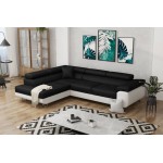 Γωνιακός καναπές Antony-Αριστερή-Λευκό - Μαύρο 275x202x90