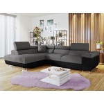 Γωνιακός καναπές Antony-Αριστερή-Μαύρο - Γκρι