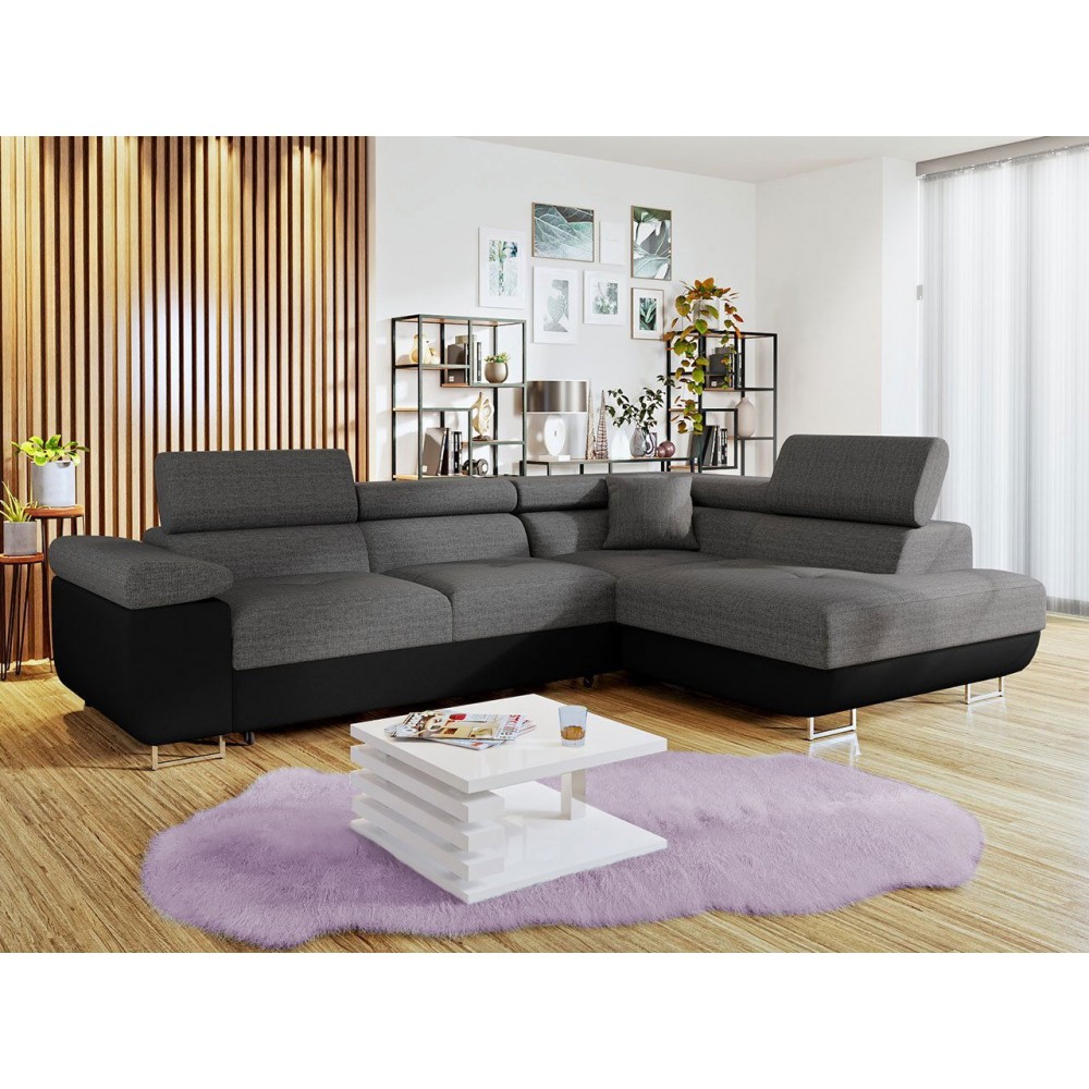 Γωνιακός καναπές Antony-Δεξιά-Μαύρο - Γκρι