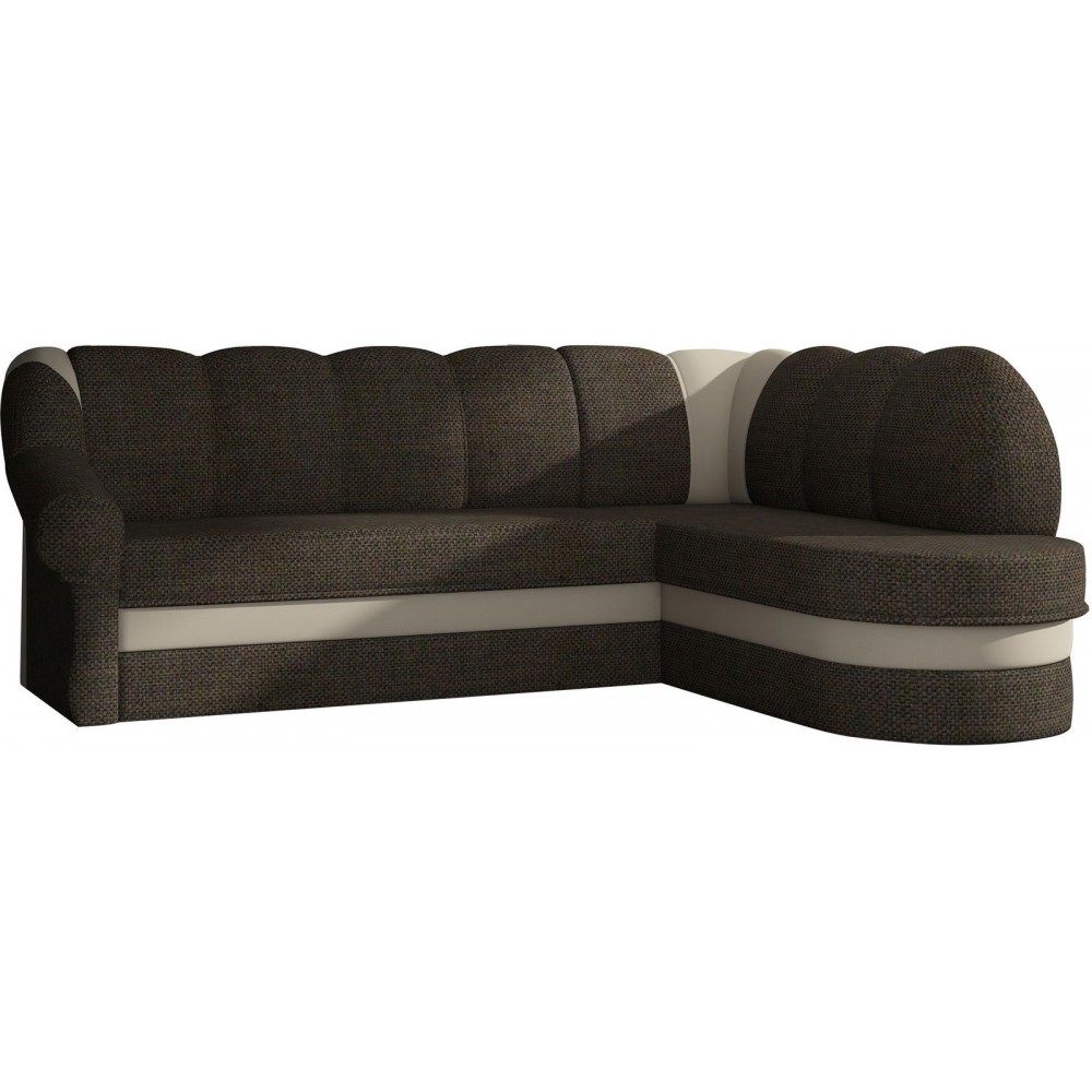 Γωνιακός καναπές Bean-Δεξιά-Καφέ - Μπεζ