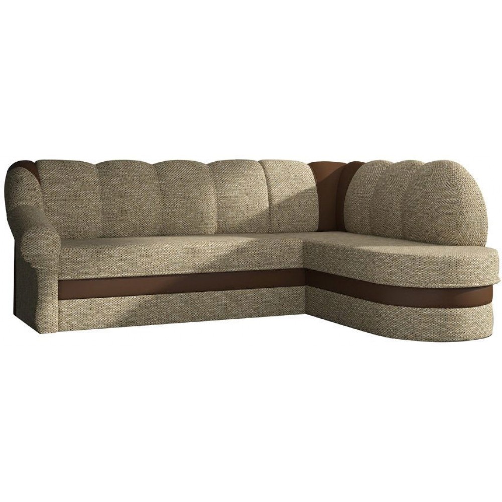 Γωνιακός καναπές Bean-Δεξιά-Μπεζ - Καφέ