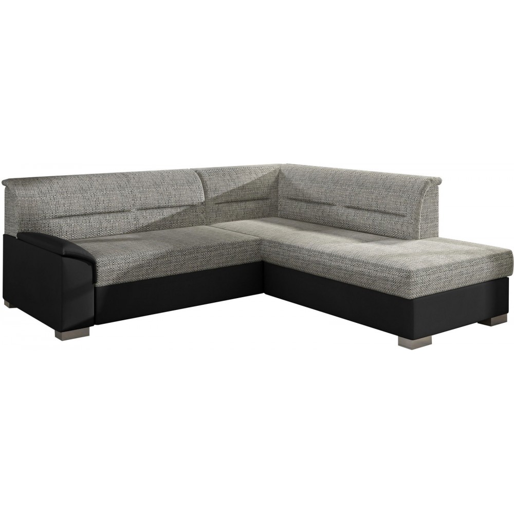 Γωνιακός καναπές Rims-Δεξιά-Μαύρο - Γκρι ανοιχτό