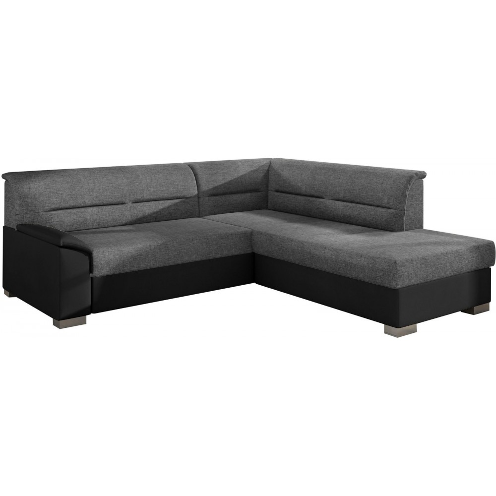 Γωνιακός καναπές Rims-Δεξιά-Μαύρο - Γκρι σκούρο