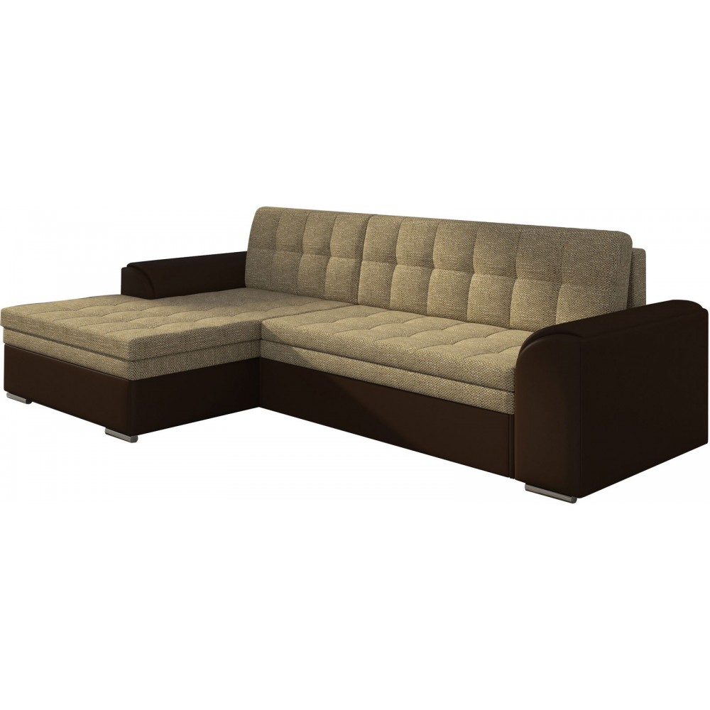 Γωνιακός καναπές Comfort-Αριστερή-Καφέ - Μπεζ