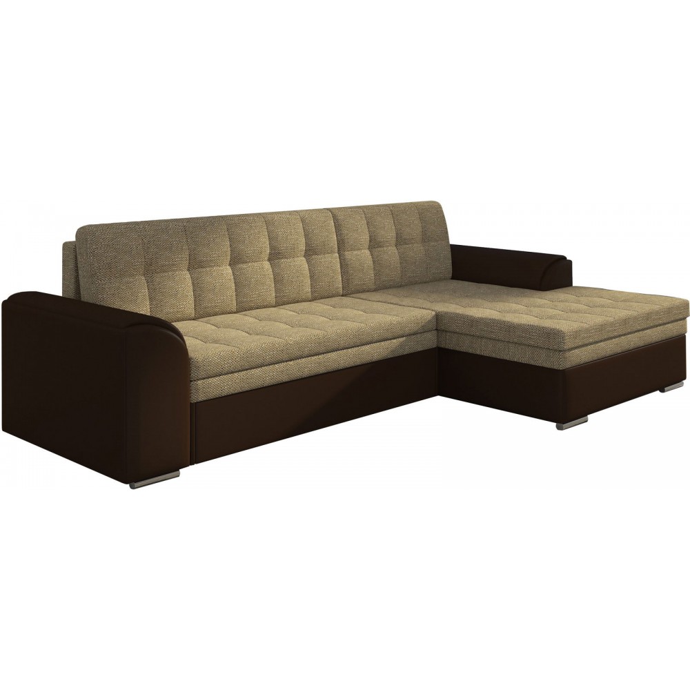 Γωνιακός καναπές Comfort-Δεξιά-Καφέ - Μπεζ