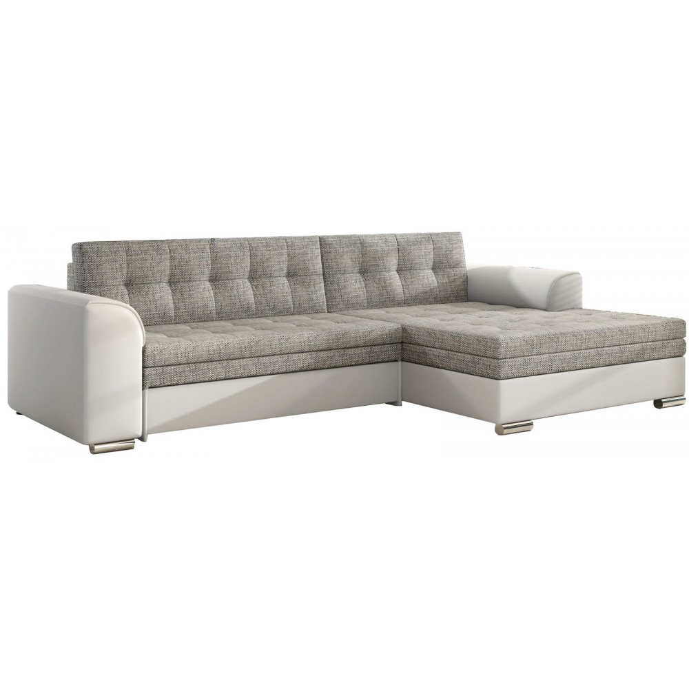 Γωνιακός καναπές Comfort-Δεξιά-Λευκό - γκρι