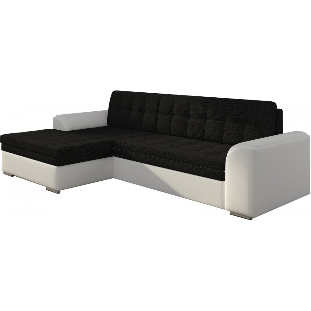 Γωνιακός καναπές Comfort-Αριστερή-Λευκό - Μαύρο