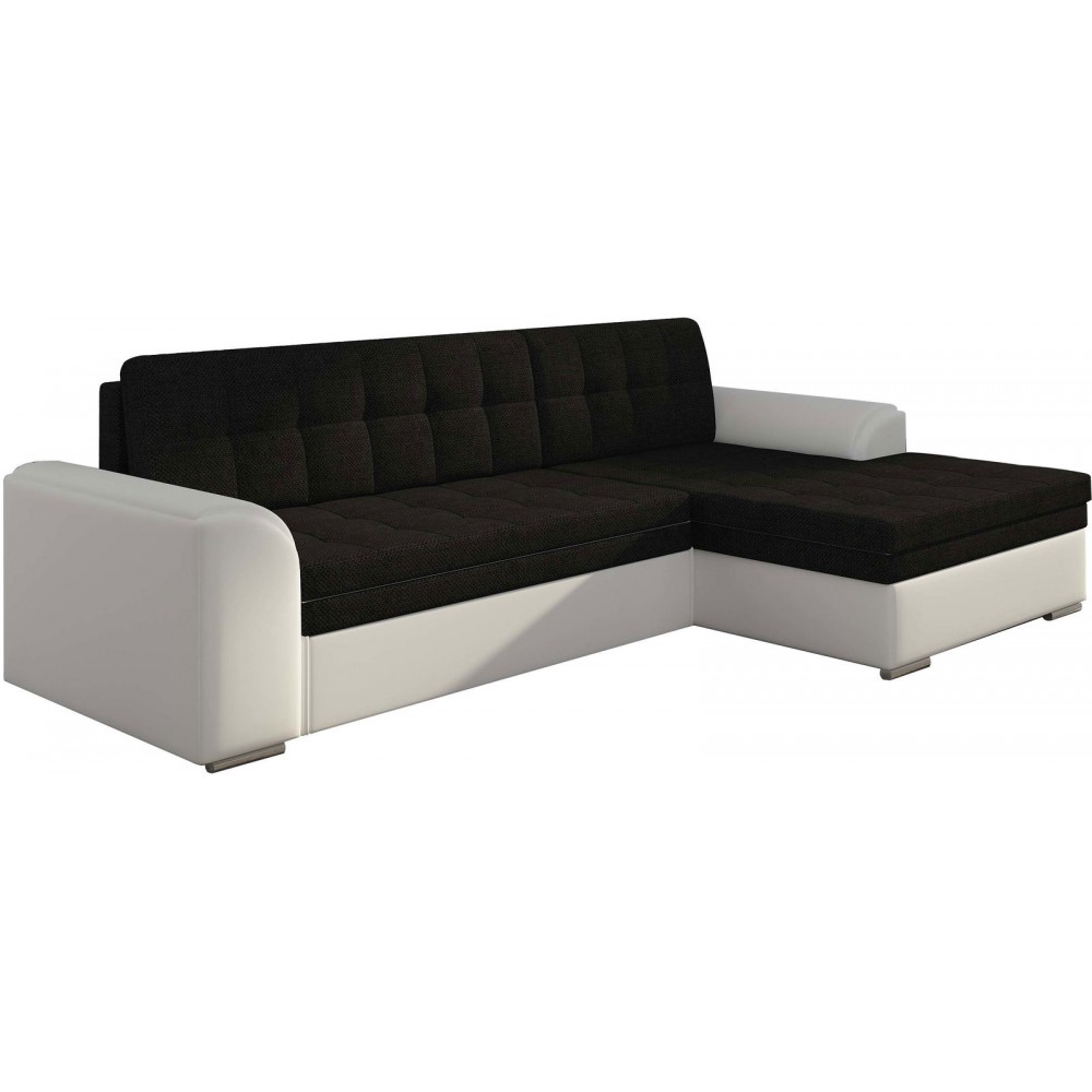 Γωνιακός καναπές Comfort-Δεξιά-Λευκό - Μαύρο