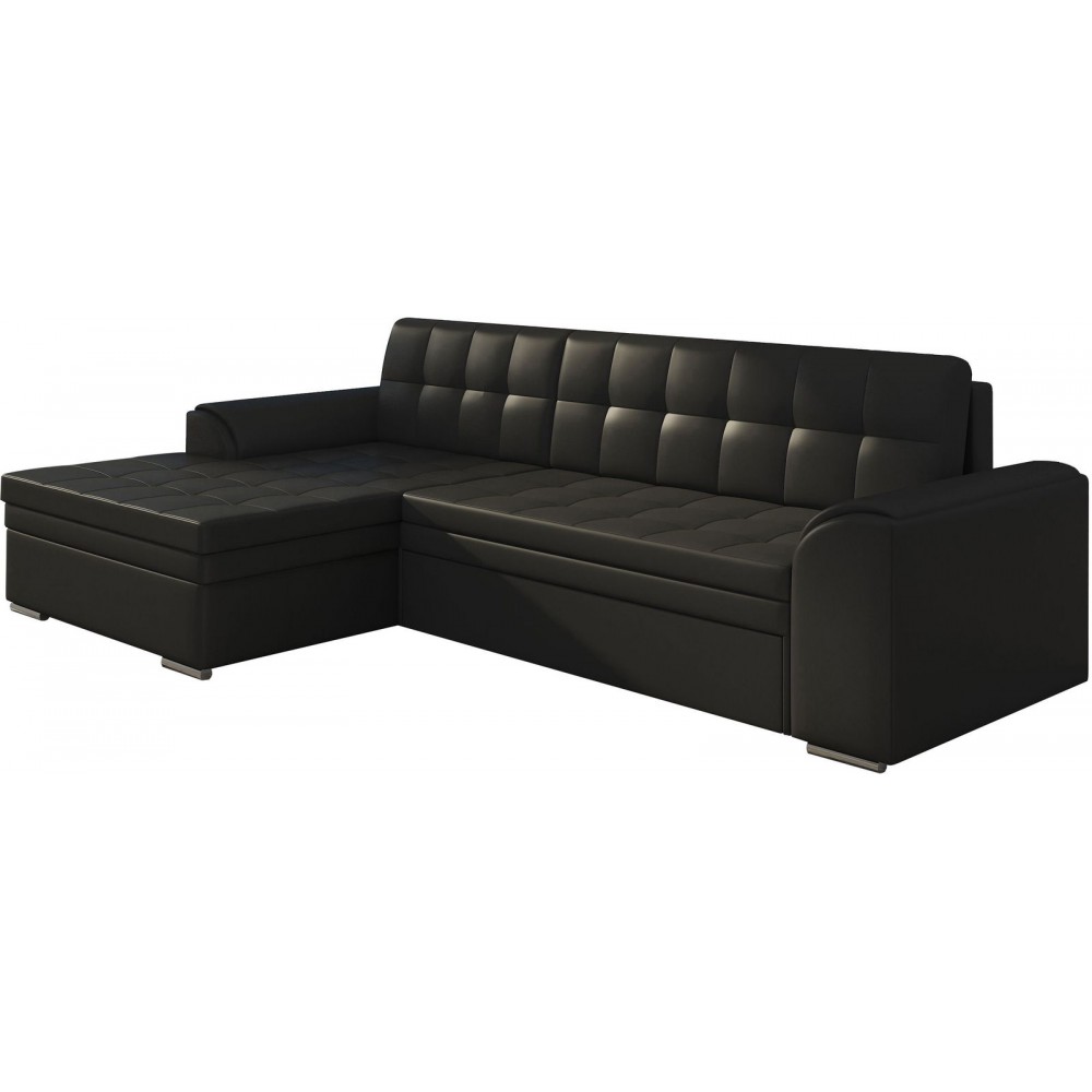 Γωνιακός καναπές Comfort-Αριστερή-Μαύρο