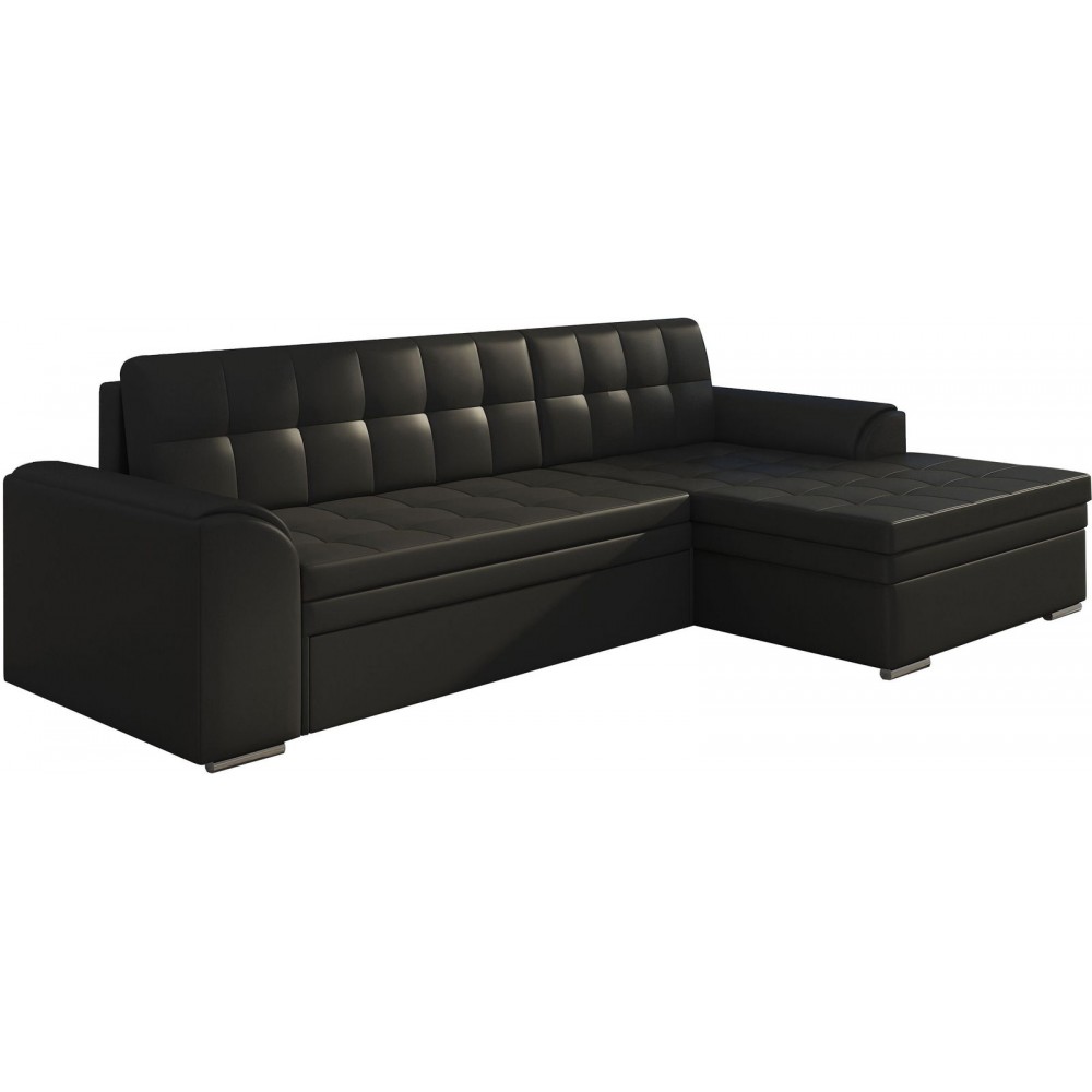 Γωνιακός καναπές Comfort-Δεξιά-Μαύρο